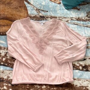 Express Blush Lace V-Neck Blouse